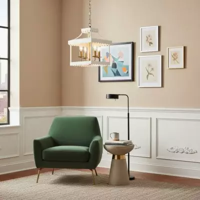 Molly French Vintage 4-Light Scalloped Lantern Chandelier