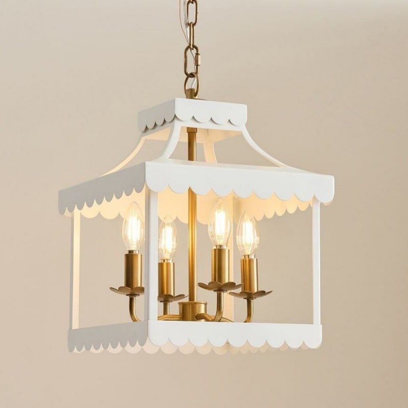 Molly French Vintage 4-Light Scalloped Lantern Chandelier