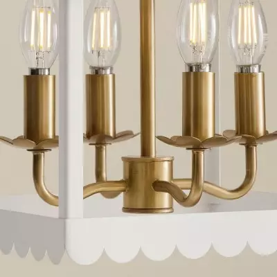 Molly French Vintage 4-Light Scalloped Lantern Chandelier