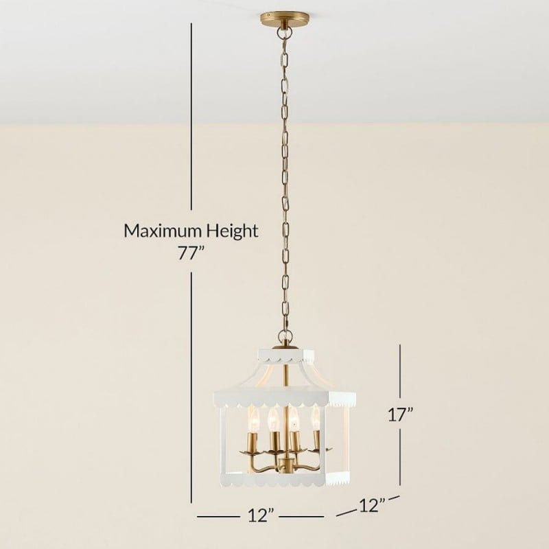 Molly French Vintage 4-Light Scalloped Lantern Chandelier