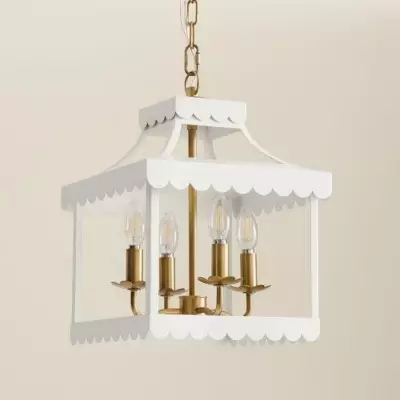 Molly French Vintage 4-Light Scalloped Lantern Chandelier