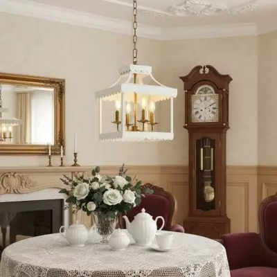 Molly French Vintage 4-Light Scalloped Lantern Chandelier
