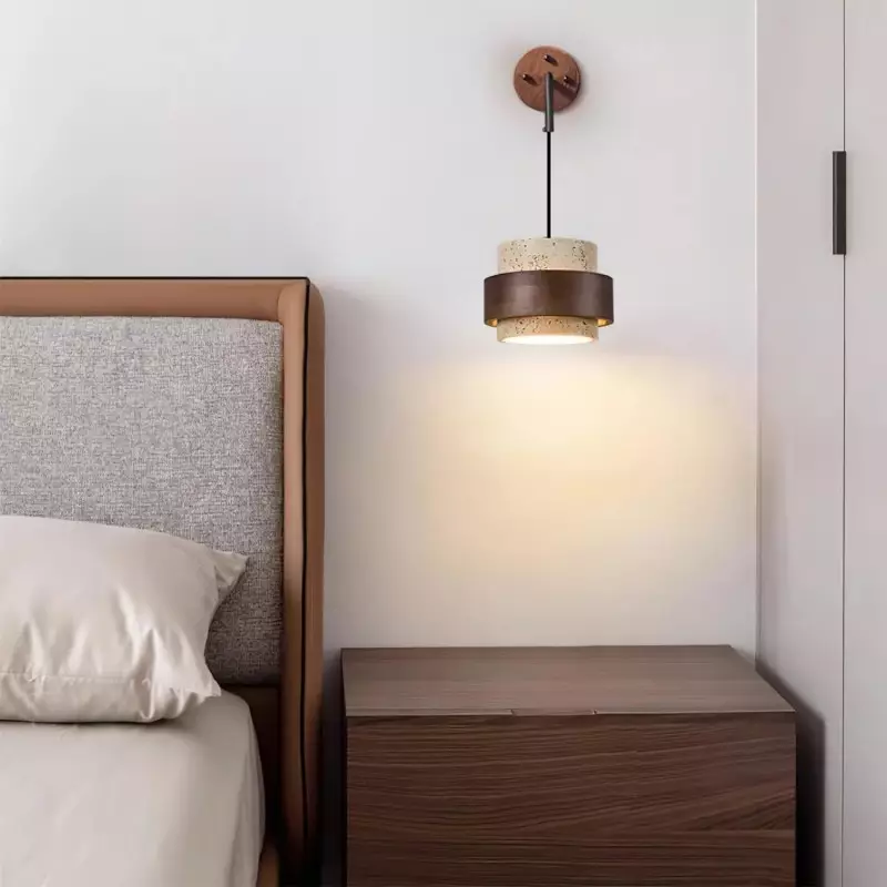 Timothy Wabi Sabi Natural Cylindrical Travertine Wall light