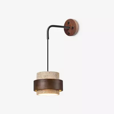 Timothy Wabi Sabi Natural Cylindrical Travertine Wall light