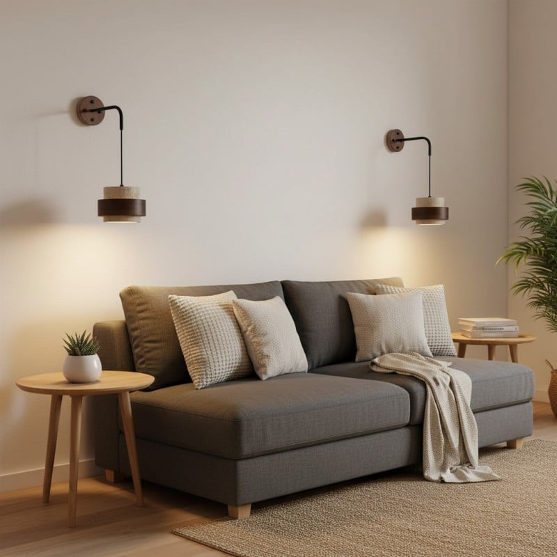 Timothy Wabi Sabi Natural Cylindrical Travertine Wall light