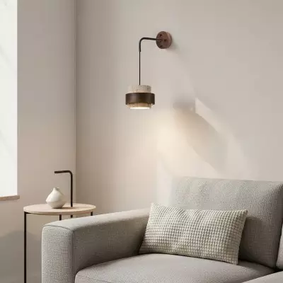 Timothy Wabi Sabi Natural Cylindrical Travertine Wall light