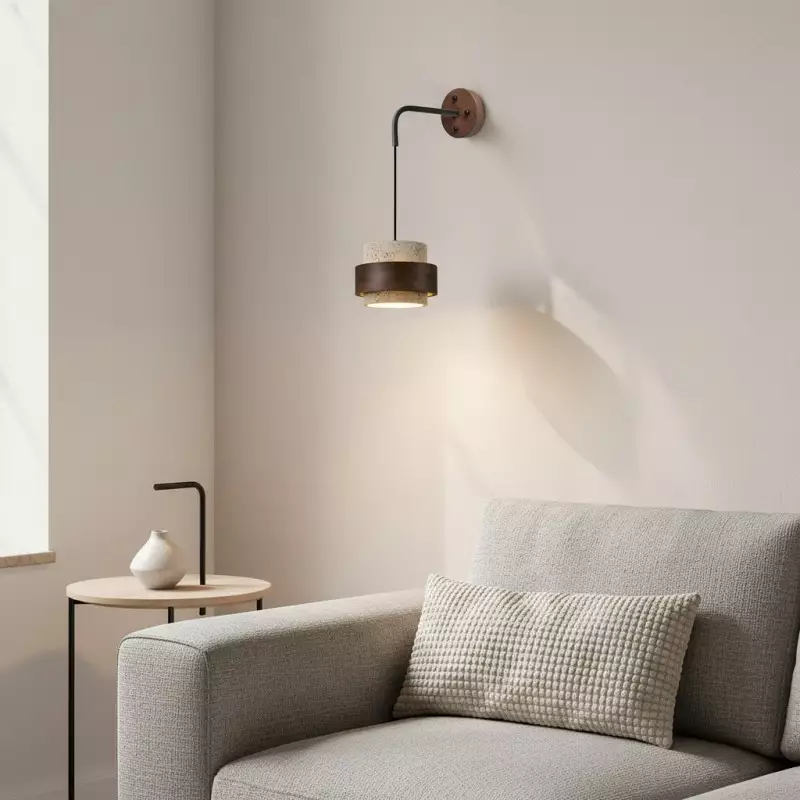 Timothy Wabi Sabi Natural Cylindrical Travertine Wall light