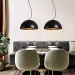 Quant Minimalist Natural Dome Yellow Travertine Pendant Light