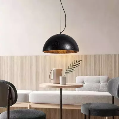 Quant Minimalist Natural Dome Yellow Travertine Pendant Light