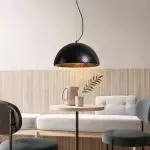 Quant Minimalist Natural Dome Yellow Travertine Pendant Light