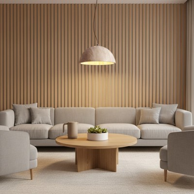 Quant Minimalist Natural Dome Yellow Travertine Pendant Light