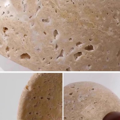 Quant Minimalist Natural Dome Yellow Travertine Pendant Light