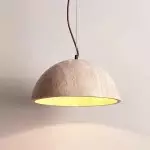 Quant Minimalist Natural Dome Yellow Travertine Pendant Light