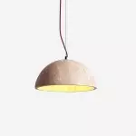 Quant Minimalist Natural Dome Yellow Travertine Pendant Light