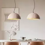 Quant Minimalist Natural Dome Yellow Travertine Pendant Light