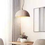 Quant Minimalist Natural Dome Yellow Travertine Pendant Light