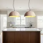 Quant Minimalist Natural Dome Yellow Travertine Pendant Light