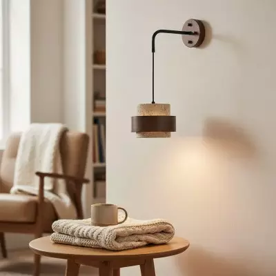 Timothy Wabi Sabi Natural Cylindrical Travertine Wall light
