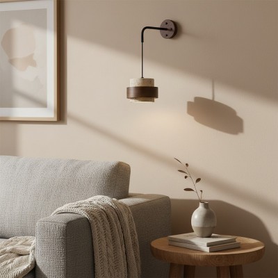 Timothy Wabi Sabi Natural Cylindrical Travertine Wall light