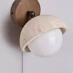 Hamnett Minimalist Natural Globe Travertine Wall Lamp