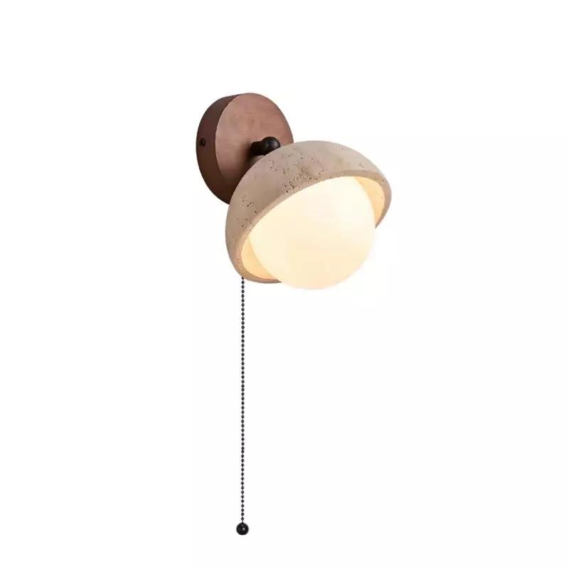 Hamnett Minimalist Natural Globe Travertine Wall Lamp