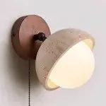 Hamnett Minimalist Natural Globe Travertine Wall Lamp