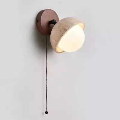 Hamnett Minimalist Natural Globe Travertine Wall Lamp