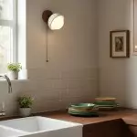 Hamnett Minimalist Natural Globe Travertine Wall Lamp