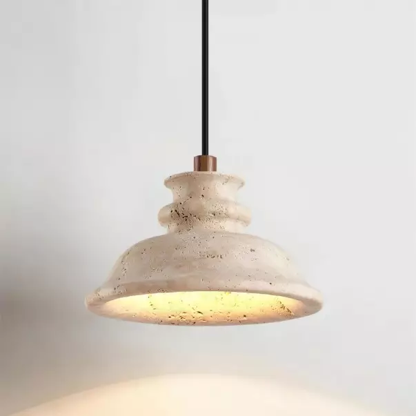 Jones Wabi Sabi Natural Sculpted Travertine Pendant Lamp