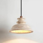 Jones Wabi Sabi Natural Sculpted Travertine Pendant Lamp
