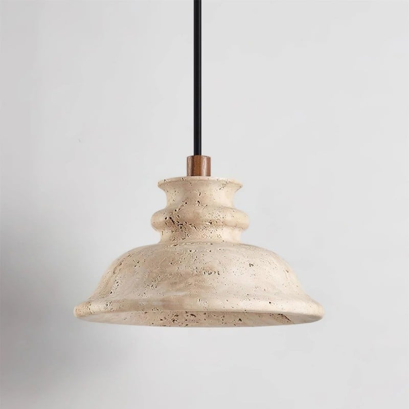 Jones Wabi Sabi Natural Sculpted Travertine Pendant Lamp