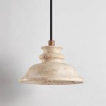 Jones Wabi Sabi Natural Sculpted Travertine Pendant Lamp