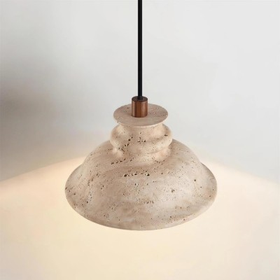 Jones Wabi Sabi Natural Sculpted Travertine Pendant Lamp
