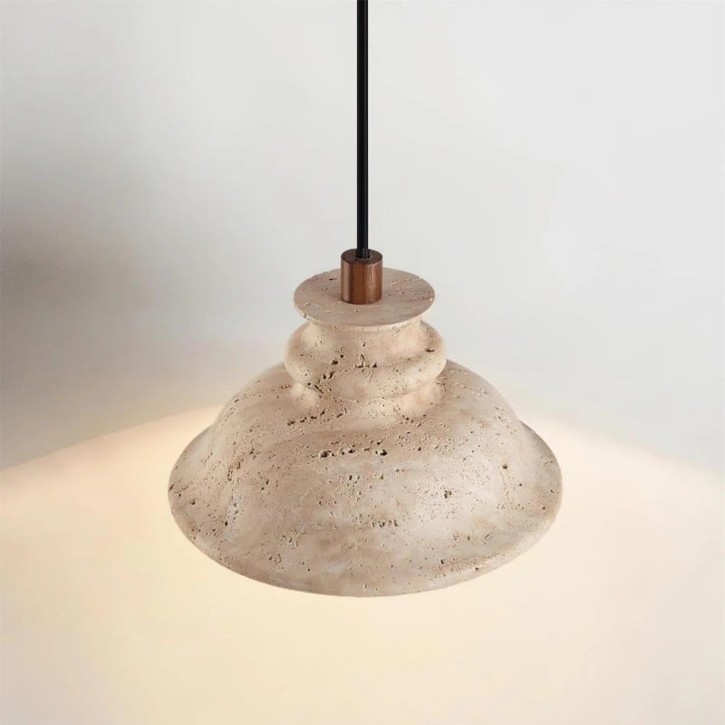 Jones Wabi Sabi Natural Sculpted Travertine Pendant Lamp