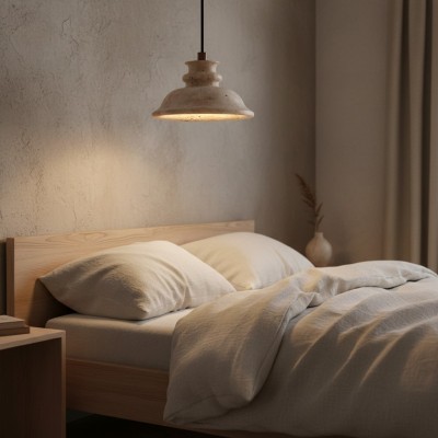 Jones Wabi Sabi Natural Sculpted Travertine Pendant Lamp