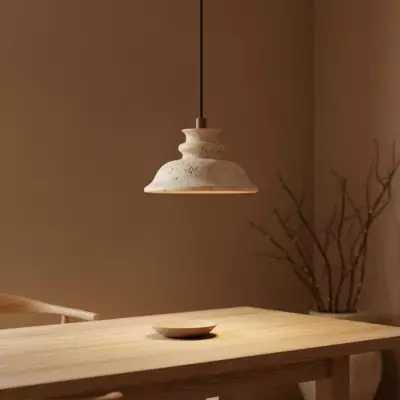 Jones Wabi Sabi Natural Sculpted Travertine Pendant Lamp