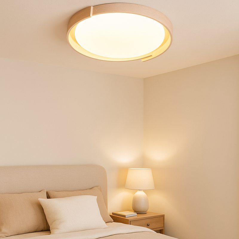 Jonathan Minimalist Round Travertine Stone Flush Mount Ceiling Light