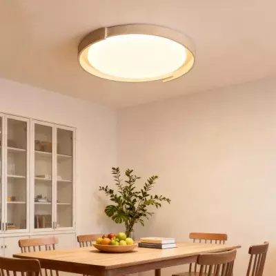 Jonathan Minimalist Round Travertine Stone Flush Mount Ceiling Light