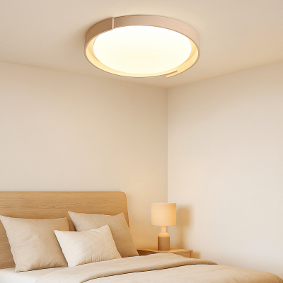 Jonathan Minimalist Round Travertine Stone Flush Mount Ceiling Light