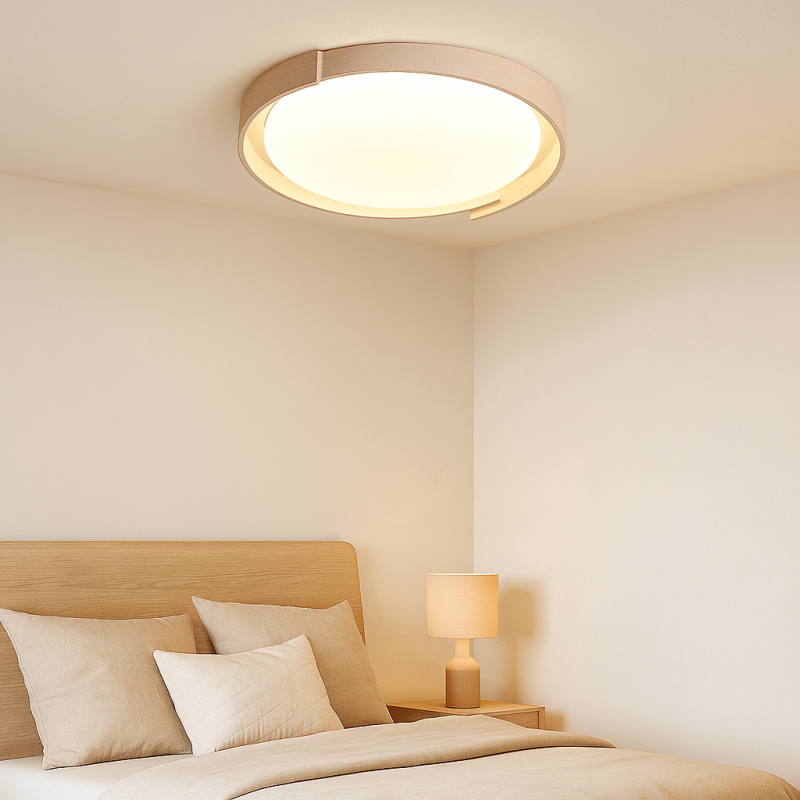 Jonathan Minimalist Round Travertine Stone Flush Mount Ceiling Light