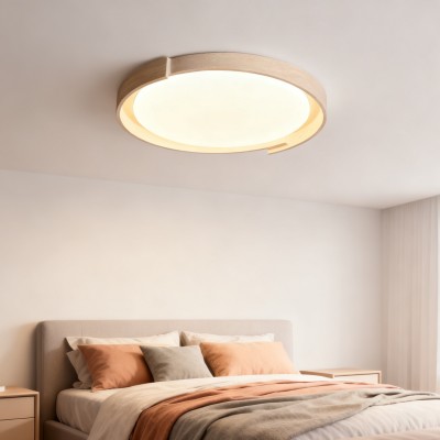 Jonathan Minimalist Round Travertine Stone Flush Mount Ceiling Light