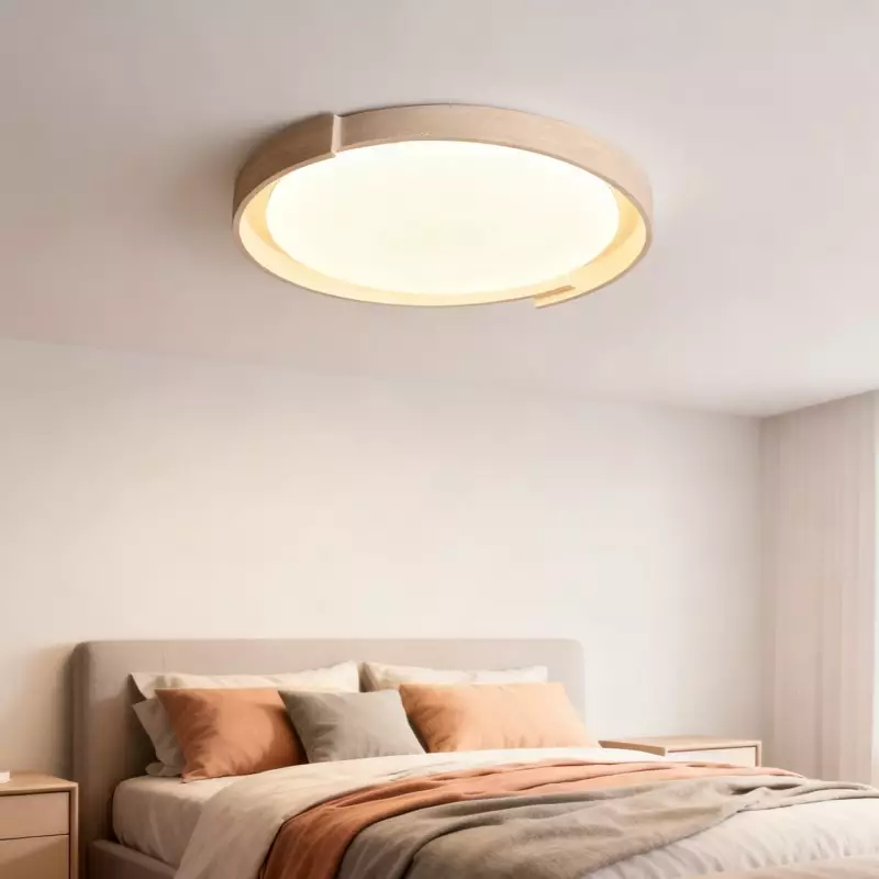 Jonathan Minimalist Round Travertine Stone Flush Mount Ceiling Light
