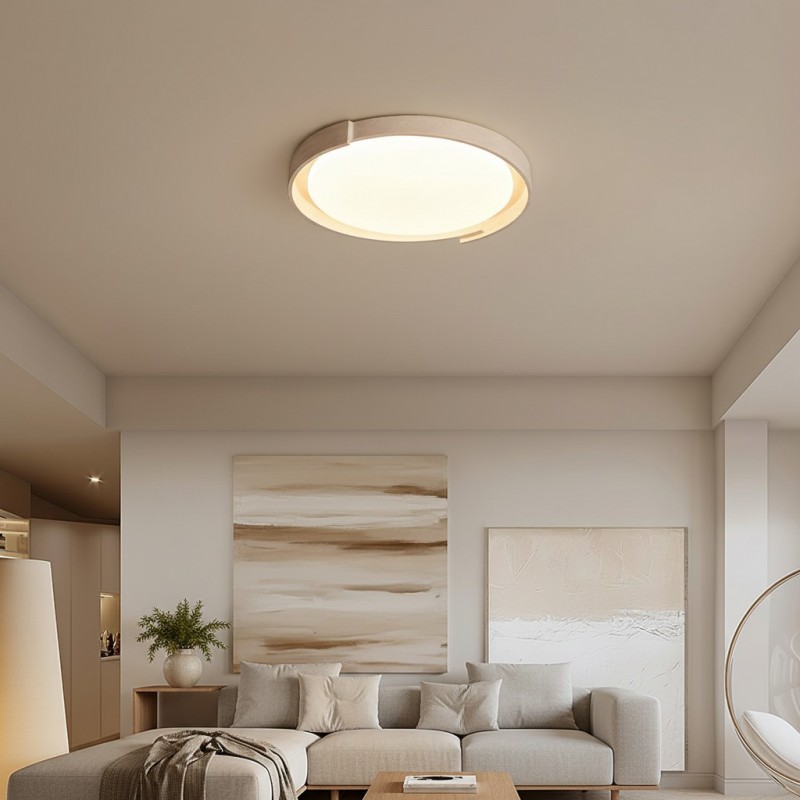 Jonathan Minimalist Round Travertine Stone Flush Mount Ceiling Light