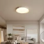 Jonathan Minimalist Round Travertine Stone Flush Mount Ceiling Light