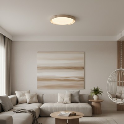 Jonathan Minimalist Round Travertine Stone Flush Mount Ceiling Light