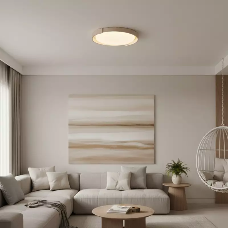 Jonathan Minimalist Round Travertine Stone Flush Mount Ceiling Light