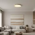 Jonathan Minimalist Round Travertine Stone Flush Mount Ceiling Light