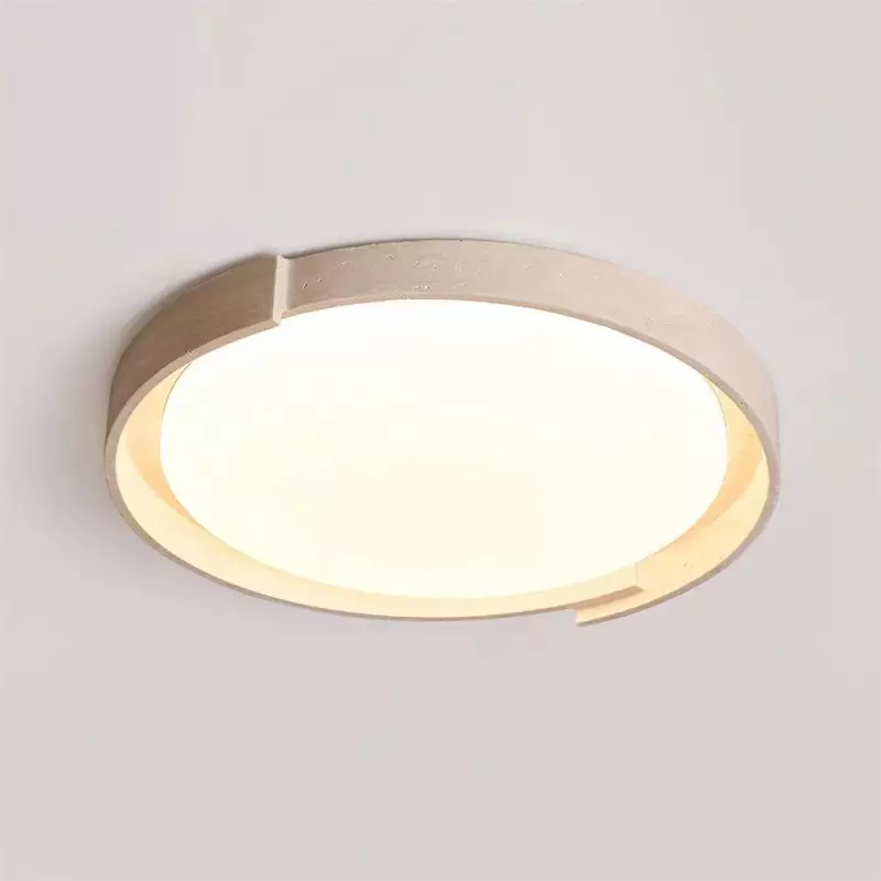 Jonathan Minimalist Round Travertine Stone Flush Mount Ceiling Light