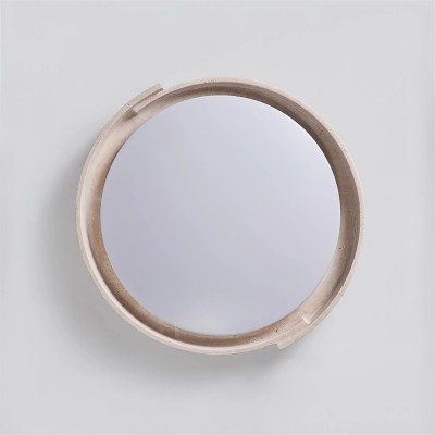 Jonathan Minimalist Round Travertine Stone Flush Mount Ceiling Light