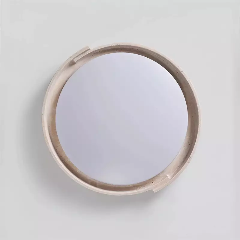 Jonathan Minimalist Round Travertine Stone Flush Mount Ceiling Light